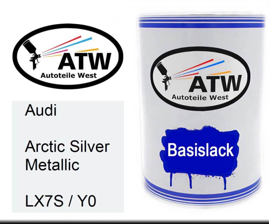 Audi, Arctic Silver Metallic, LX7S / Y0: 500ml Lackdose, von ATW Autoteile West.